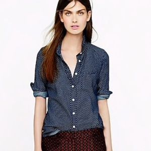 J Crew Womens Boy Polka Dot Navy Button Up Size 0